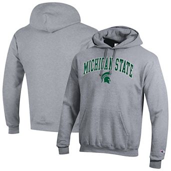 Men's Champion Heather Gray Michigan State Spartans Arch Over Logo Pullover Hoodie