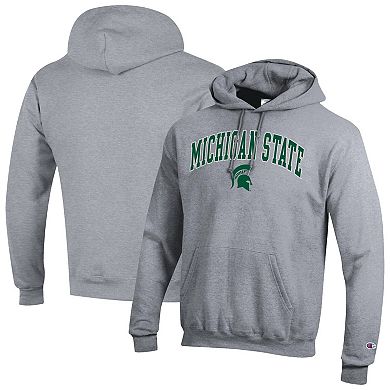Men's Champion Heather Gray Michigan State Spartans Arch Over Logo Pullover Hoodie