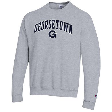 Men's Champion Heather Gray Georgetown Hoyas Arch Over Logo Pullover Sweatshirt
