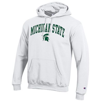 Men's Champion White Michigan State Spartans Arch Over Logo Pullover Hoodie