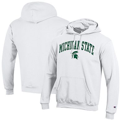 Men's Champion White Michigan State Spartans Arch Over Logo Pullover Hoodie