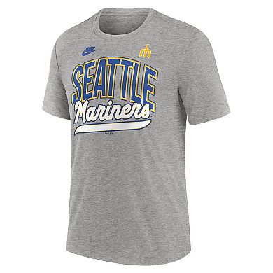 Men's Nike Heather Gray Seattle Mariners Cooperstown Collection Retro Tri-Blend T-Shirt