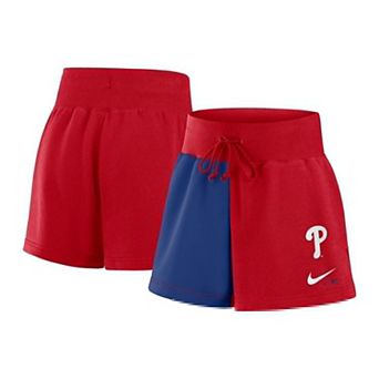 Women's Nike Red/Royal Philadelphia Phillies Color-Block Phoenix Fleece Lounge Shorts