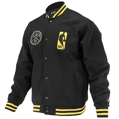 Unisex FISLL Black Denver Nuggets Logoman Shadow Collection Full-Snap Varsity Jacket