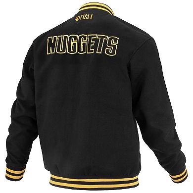 Unisex FISLL Black Denver Nuggets Logoman Shadow Collection Full-Snap Varsity Jacket