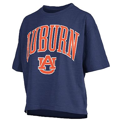 Women's Pressbox Navy Auburn Tigers Nelson Arch Over Logo Waist Length Oversized Slub T-Shirt