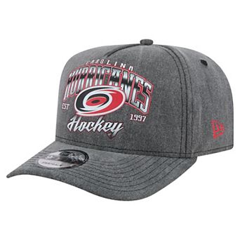 Men's New Era Charcoal Carolina Hurricanes Throwback Washed A-Frame Pre-Curved 9FIFTY Snapback Hat