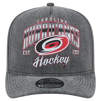 Men's New Era Charcoal Carolina Hurricanes Throwback Washed A-Frame Pre-Curved 9FIFTY Snapback Hat
