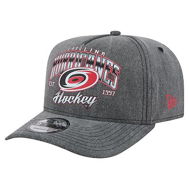 Men's New Era Charcoal Carolina Hurricanes Throwback Washed A-Frame Pre-Curved 9FIFTY Snapback Hat