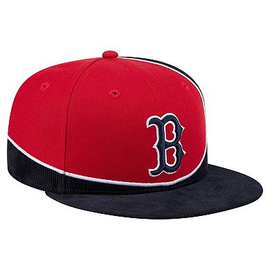 Men's New Era Navy/Red Boston Red Sox Retro Split Corduroy Snapback Hat