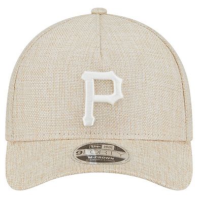 Men's New Era Beige Pittsburgh Pirates Cotton Weave M-Crown A-Frame 9FORTY Adjustable Hat