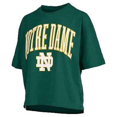 Women's Pressbox Green Notre Dame Fighting Irish Nelson Arch Over Logo Waist Length Oversized Slub T-Shirt