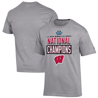 Men's Champion Gray Wisconsin Badgers 2025 NCAA Frozen Four Women's Ice Hockey Tournament Champions Locker Room T-Shirt