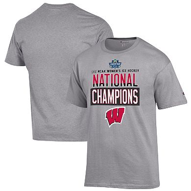 Men's Champion Gray Wisconsin Badgers 2025 NCAA Frozen Four Women's Ice Hockey Tournament Champions Locker Room T-Shirt