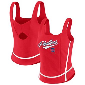 Women's WEAR by Erin Andrews Red Philadelphia Phillies Square Neck Tank Top