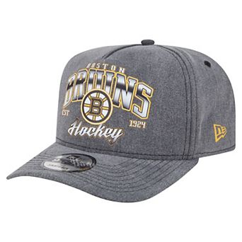 Men's New Era Charcoal Boston Bruins Throwback Washed A-Frame Pre-Curved 9FIFTY Snapback Hat
