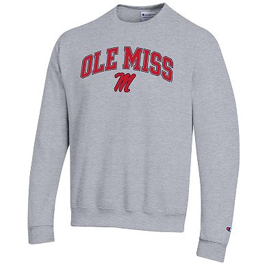 Men's Champion Heather Gray Ole Miss Rebels Arch Over Logo Pullover Sweatshirt