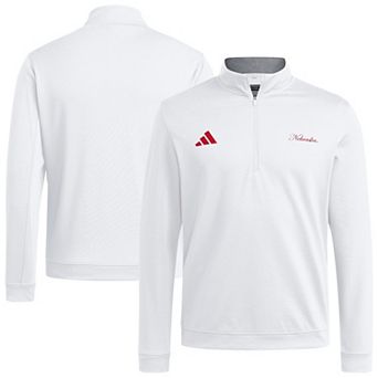 Men's adidas White Nebraska Huskers Elevated Quarter-Zip Jacket