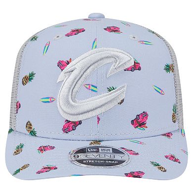 Men's New Era Light Blue/Gray Cleveland Cavaliers Adventure Aloha Pattern 9SEVENTY Stretch-Snap Hat