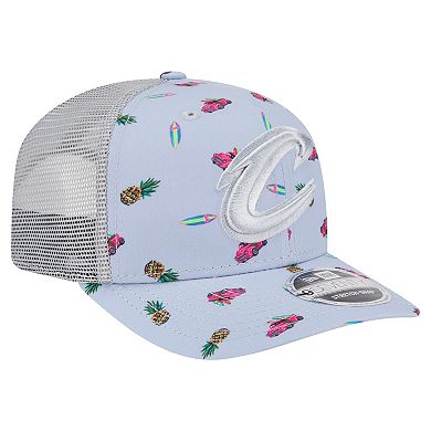 Men's New Era Light Blue/Gray Cleveland Cavaliers Adventure Aloha Pattern 9SEVENTY Stretch-Snap Hat