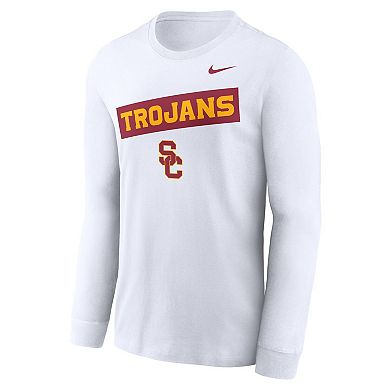 Men's Nike White USC Trojans Two-Hit Classic Location Long Sleeve T-Shirt