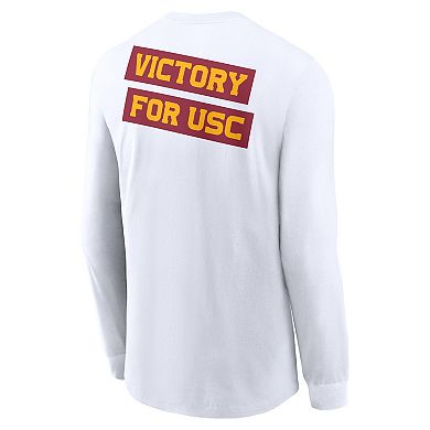 Men's Nike White USC Trojans Two-Hit Classic Location Long Sleeve T-Shirt