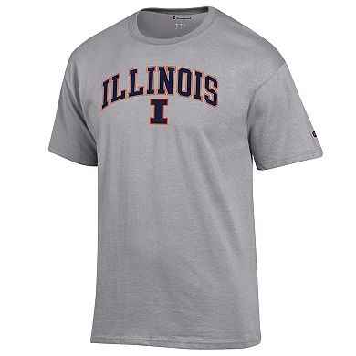 Men's Champion Heather Gray Illinois Fighting Illini Arch Over Logo T-Shirt