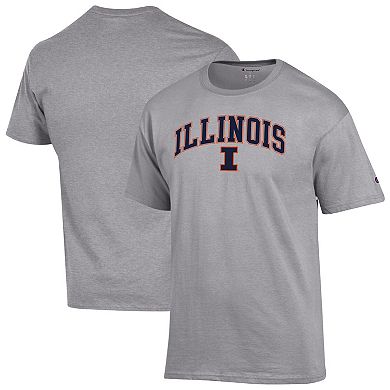 Men's Champion Heather Gray Illinois Fighting Illini Arch Over Logo T-Shirt