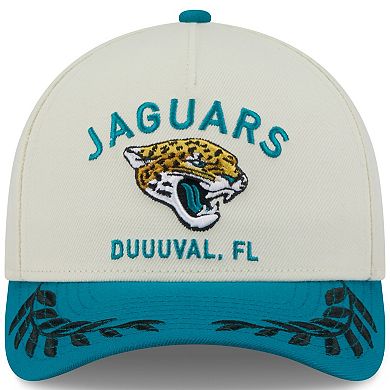 Men's New Era Cream/Teal Jacksonville Jaguars 2025 NFL Draft 9FORTY A-Frame M-Crown Adjustable Hat