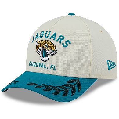Men's New Era Cream/Teal Jacksonville Jaguars 2025 NFL Draft 9FORTY A-Frame M-Crown Adjustable Hat