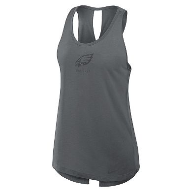 Women's Nike Gray Philadelphia Eagles Established Date Crisscross Performance Tank Top