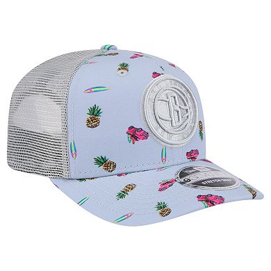 Men's New Era Light Blue/Gray Brooklyn Nets Adventure Aloha Pattern 9SEVENTY Stretch-Snap Hat
