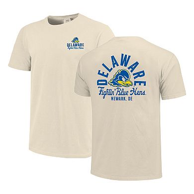 Men's Cream Delaware Fightin' Blue Hens Comfort Colors Mascot Overlay T-Shirt