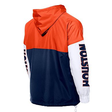 Men's New Era Navy/Orange Houston Astros Color Block Full-Zip Hoodie Windbreaker