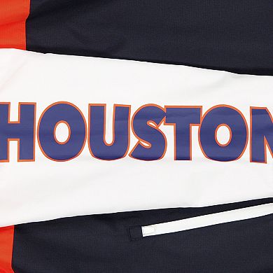 Men's New Era Navy/Orange Houston Astros Color Block Full-Zip Hoodie Windbreaker