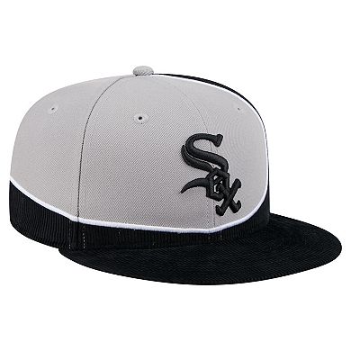 Men's New Era Black/Gray Chicago White Sox Retro Split Corduroy Snapback Hat