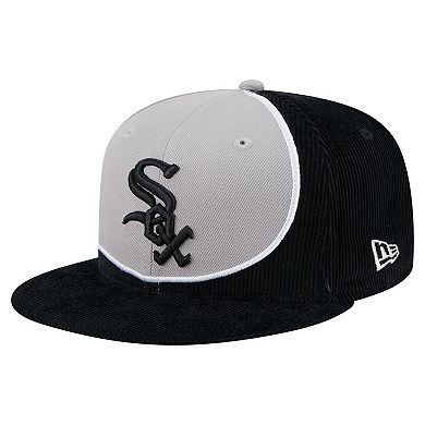 Men's New Era Black/Gray Chicago White Sox Retro Split Corduroy Snapback Hat