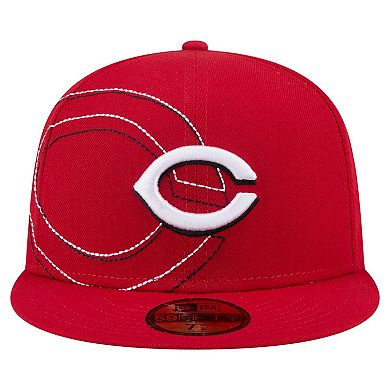 Men's New Era Red Cincinnati Reds Yarn Stitch 59FIFTY Fitted Hat
