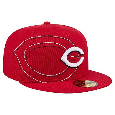 Men's New Era Red Cincinnati Reds Yarn Stitch 59FIFTY Fitted Hat