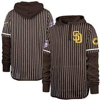 Men's '47 Brown San Diego Padres Pinstripe Double Header Pullover Hoodie