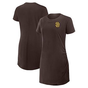 Women's Fanatics Brown San Diego Padres Ruched Drape T-Shirt Dress