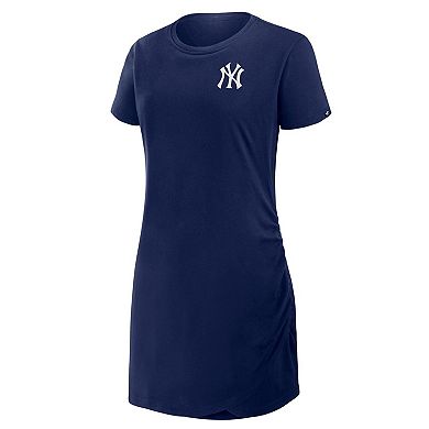 Women's Fanatics Navy New York Yankees Ruched Drape T-Shirt Dress