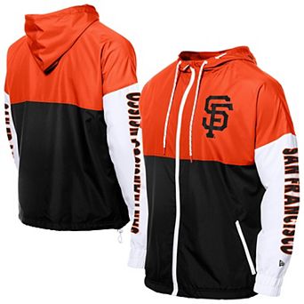 Men's New Era Black/Orange San Francisco Giants Color Block Full-Zip Hoodie Windbreaker