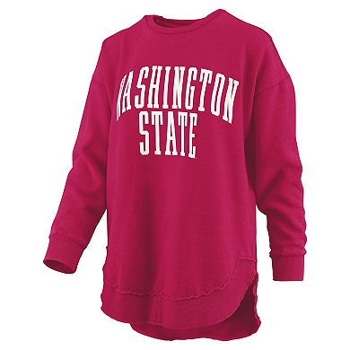 Women's Pressbox Crimson Washington State Cougars Melange Poncho Vintage Fleece Long Sleeve Pullover Sweatshirt