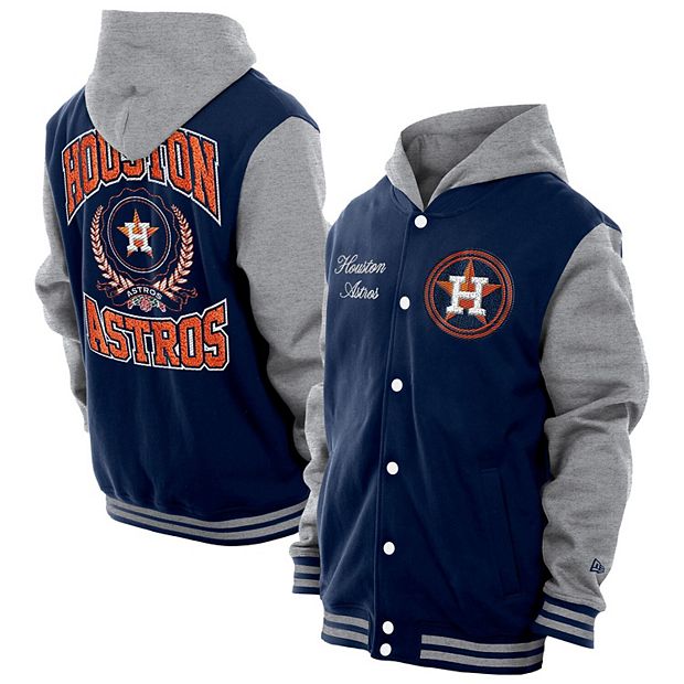 Men's New Era Navy Houston Astros Throwback Prep Full-Snap Hoodie
