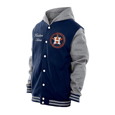 Men's New Era Navy Houston Astros Throwback Prep Full-Snap Hoodie Jacket
