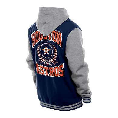 Men's New Era Navy Houston Astros Throwback Prep Full-Snap Hoodie Jacket