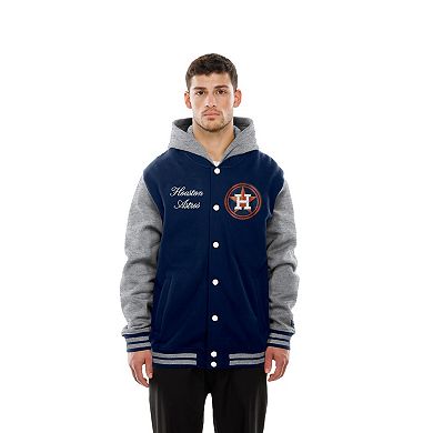 Men's New Era Navy Houston Astros Throwback Prep Full-Snap Hoodie Jacket