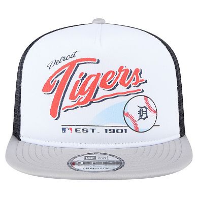 Men's New Era White/Gray Detroit Tigers Retro Script Trucker 9FIFTY Snapback Hat