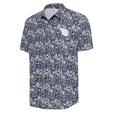 Men's Antigua Navy Cleveland Guardians Resort Button-Up Shirt